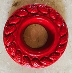 Sprinkler ring leaf design, cast concrete, painted Red