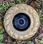 Sprinkler ring leaf design, cast concrete, painted Gold