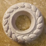 Sprinkler ring leaf design, cast concrete, painted White