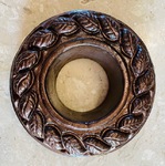 Sprinkler ring leaf design, cast concrete, painted chocolate