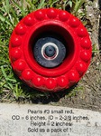 Sprinkler ring red, pearls design, small, cast concrete