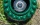 Sprinkler ring pearls design large, cast concrete, painted green
